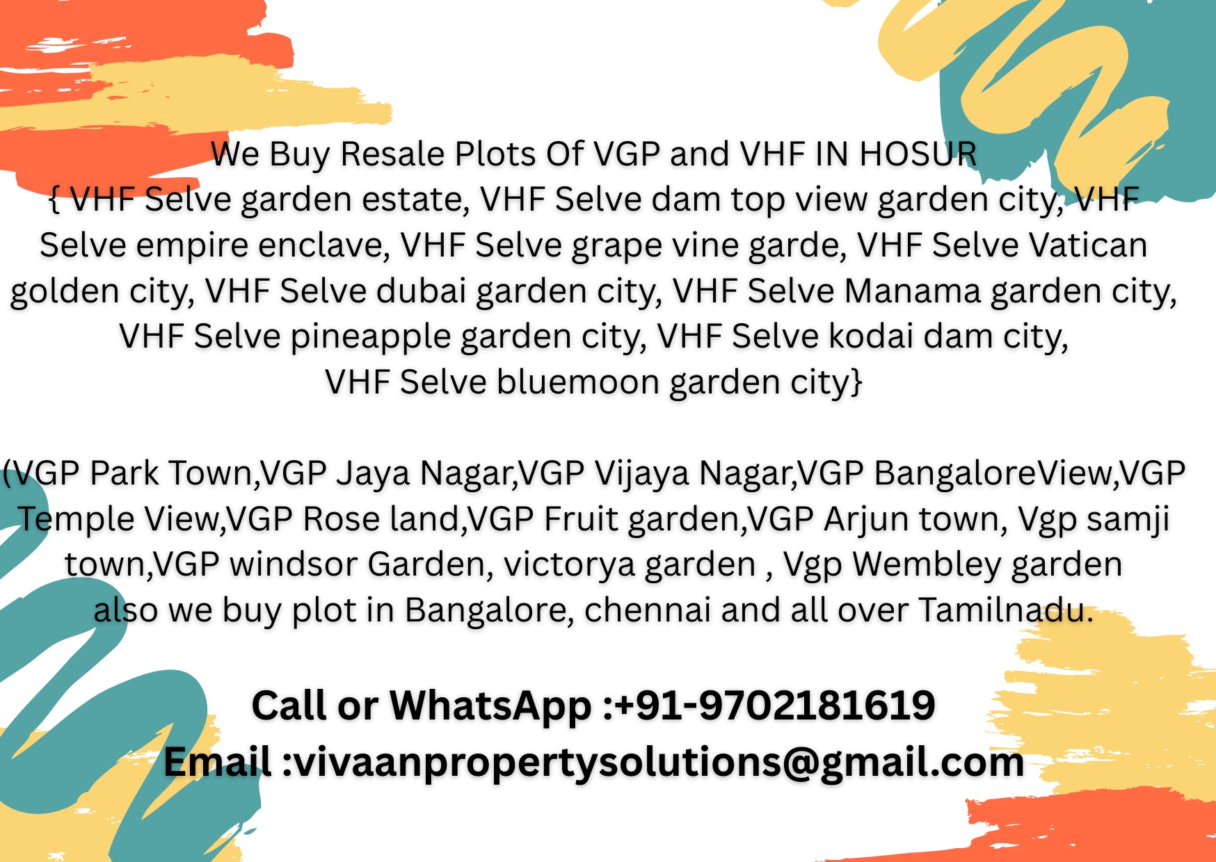 VGP Bangalore view Resale plot we buy photo 1