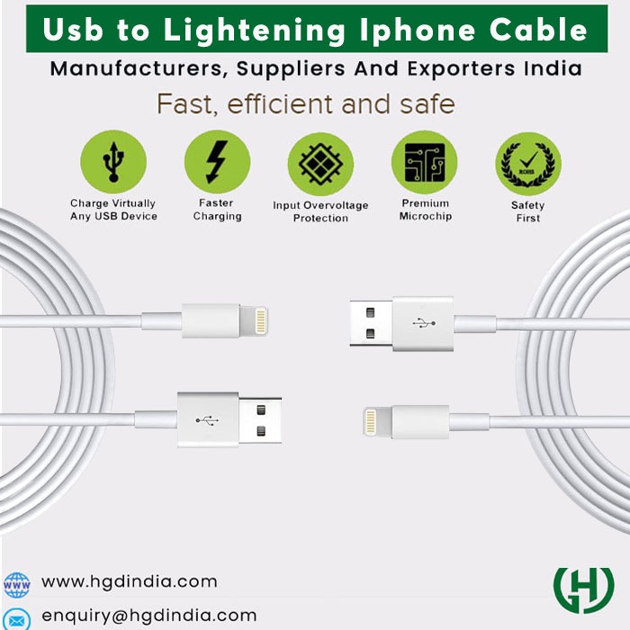 Usb to Lightening Iphone Cable Data Cable Manufacturers, Suppliers and Exporters India