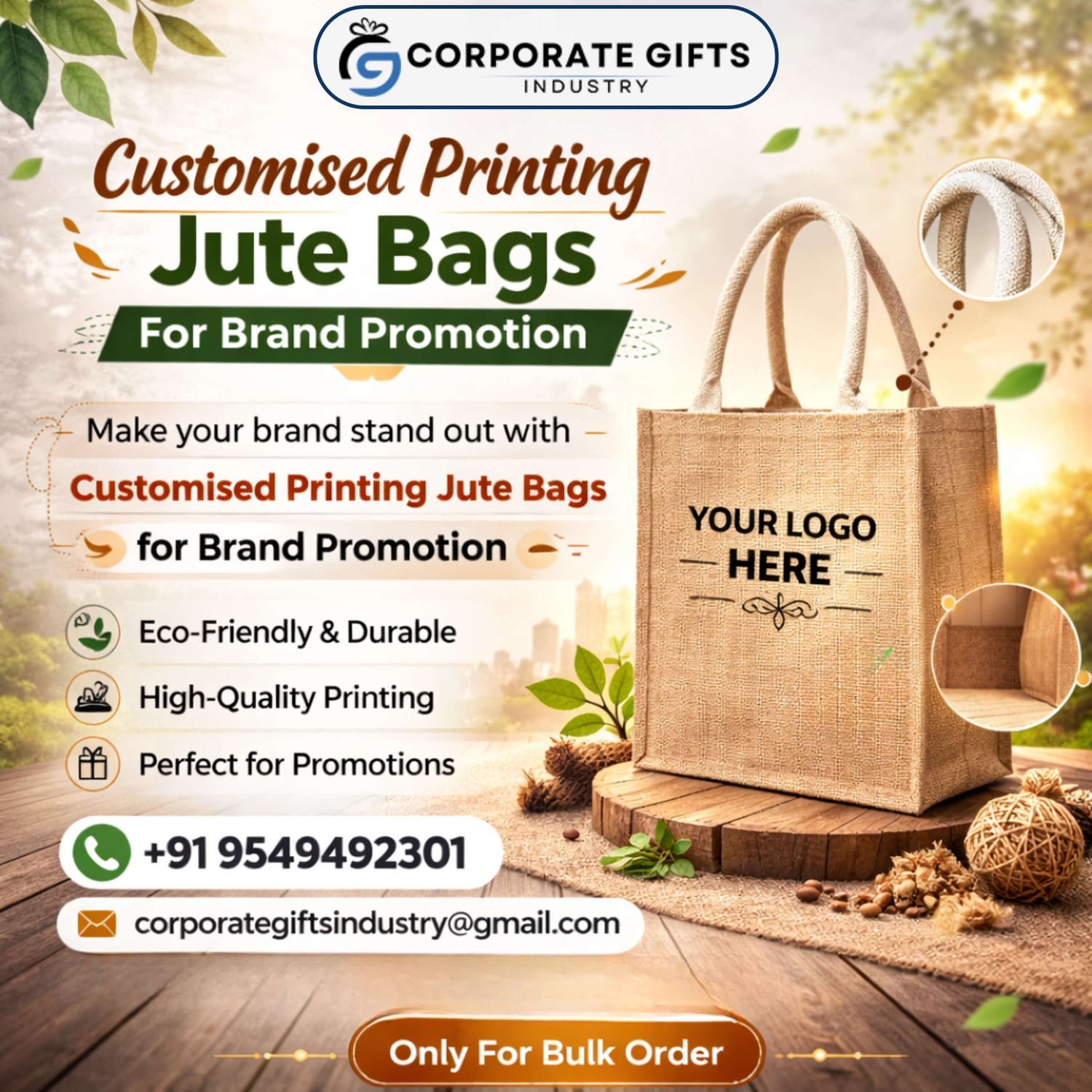Custom Printed Jute Bags in Indore for Branding – Bulk Order Acceptable