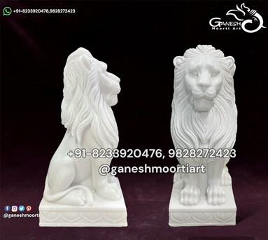INR 60000,  Buy Pure White Marble Lion Statues For Home & Garden photo 1