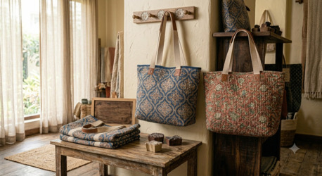 INR 799,  Handblock Quilted Cotton Tote Bags & Handbags – Sustainable Mini & Big Totes photo 1