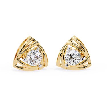 Trilune Solitaire Studs  14K YG 064 ct