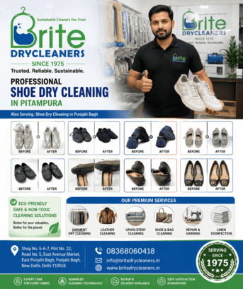 Top 3 Expert Shoe Dry Cleaning In Pitampura | Brite Drycleaners