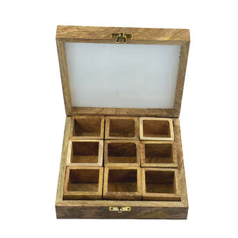 INR 699,  Acacia Wooden Masala Box – Elegant Spice Organizer For Every Kitchen photo 1