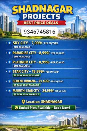 INR 8999,  200 Sq. Yard,  Plots For Sale In Shadnagar photo 1