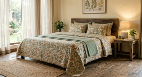 INR 1499,  Pure Cotton Double Bedsheets With Pillow Covers – Handloom & Handblock Printed photo 1
