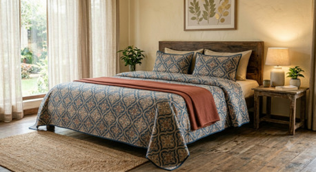 INR 1499,  King Size Cotton Bed Cover – Quilted Handloom Bedcover With Pillow Covers photo 1