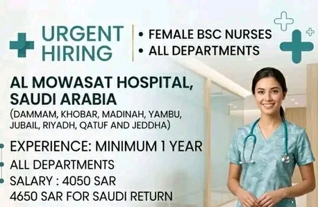 Urgently Required B.S.C And G.N.M.Nurses For SAUDI ARABIA photo 1