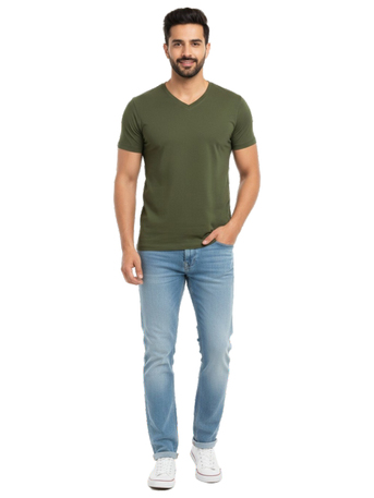 INR 224,  Stylish Men's V-Neck T-Shirt For Casual & Smart Looks