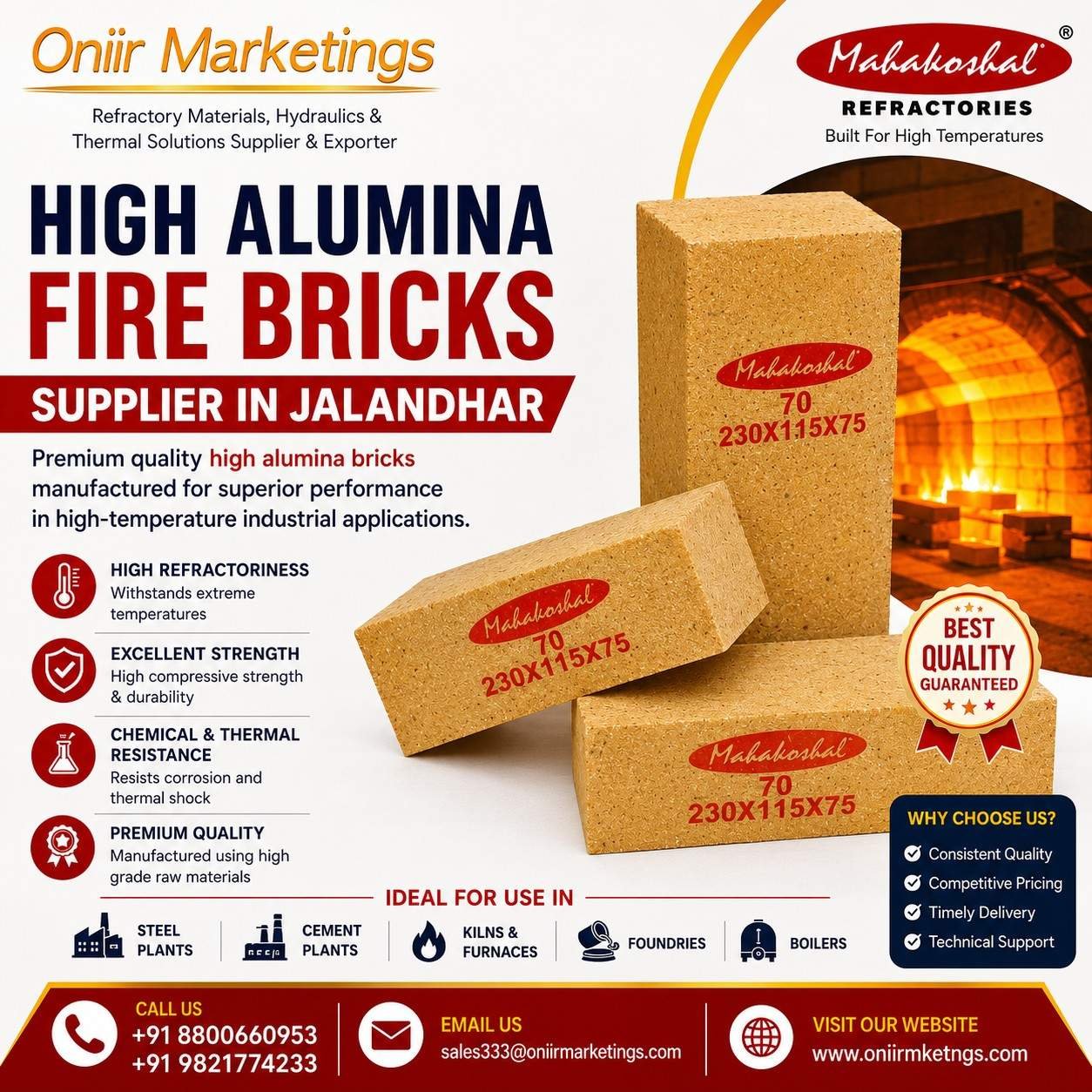 High Alumina Fire Bricks Supplier In Jalandhar | Oniir Marketings photo 1