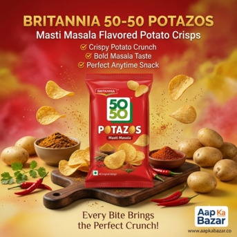 Britannia 50-50 Potazos Masti Masala – Crispy & Spicy Snack