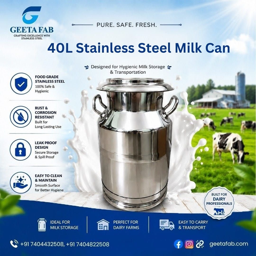 40 Litre Stainless Steel Milk Can | Leak Proof SS Milk Can Manufacturer