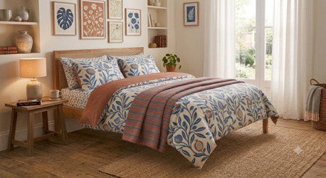 INR 1499,  Super King Size Bed Sheets — Pure Cotton Handloom Super King Bedsheets | Theindiglobal photo 1