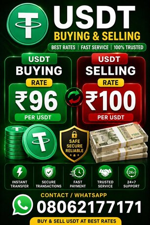 INR 98,  USDT Crypto Buying And Selling Services
