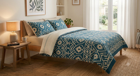 INR 1499,  King Size Bedsheets — 100% Cotton Handloom King Bedsheets Online | Theindiglobal