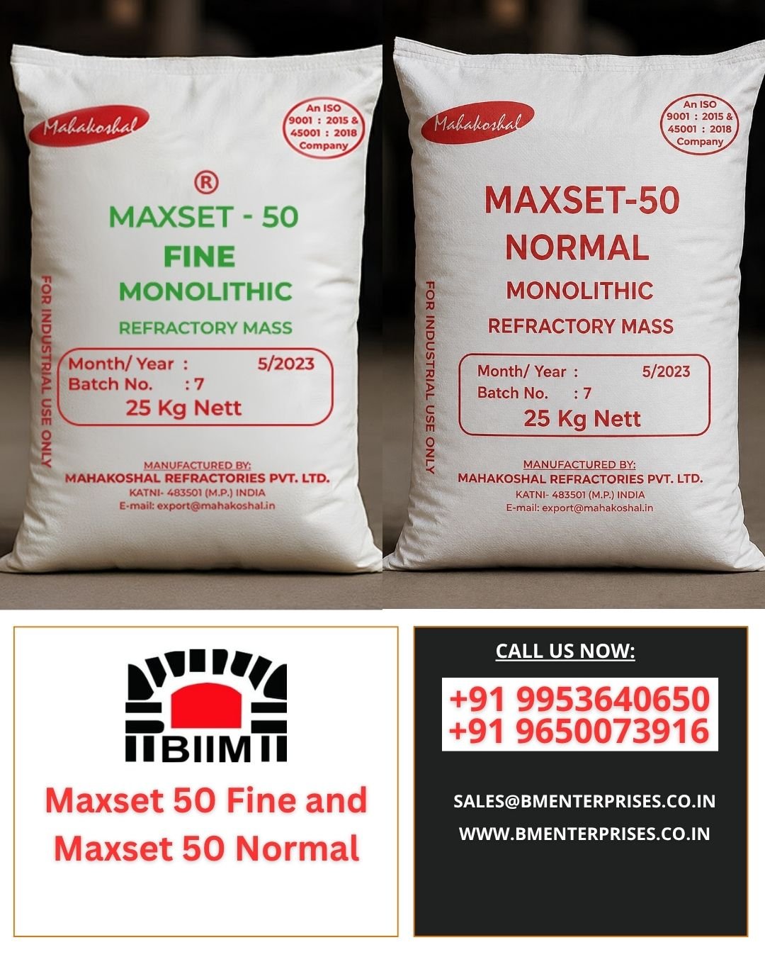 Top Selling Refractory Mass Cement Maxset 50 Fine and Normal photo 1