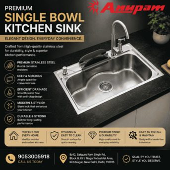 INR 16990,  Stainless Steel Single Bowl Kitchen Sink