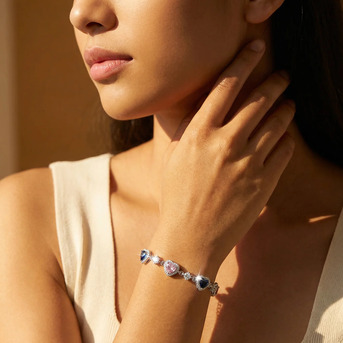 INR 3399,  Heart Bracelet For Women By Aurakriti – Elegant Silver Bracelets For Everyday Wear