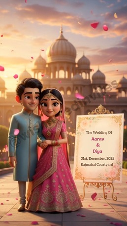 Caricature Video Invitation & Luxury Digital Wedding Invitations For Indian Weddings photo 1