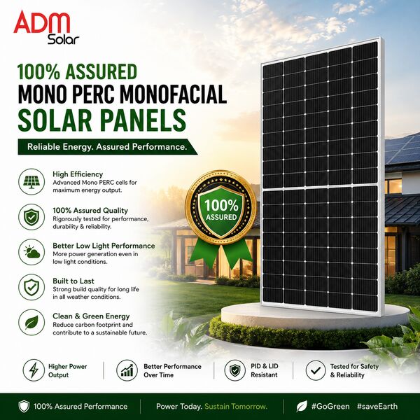 INR 12100,  Solar Panels For A Small Family | ADM Solar Mono PERC Solar Panels 550W photo 1