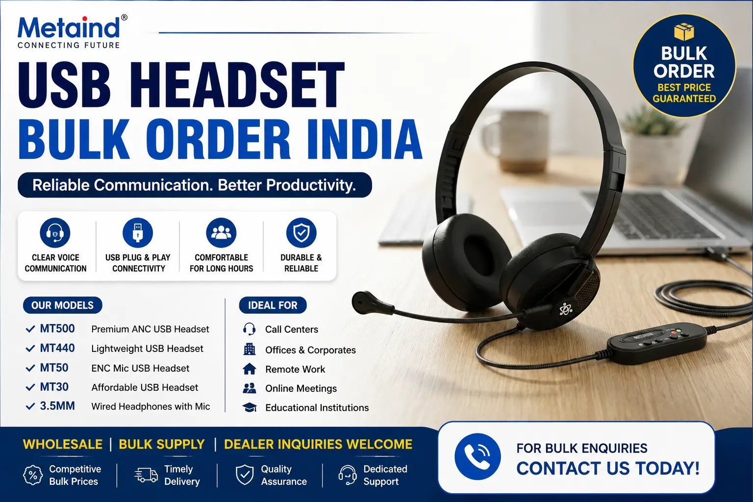 USB Headset Bulk Order India - Metaind