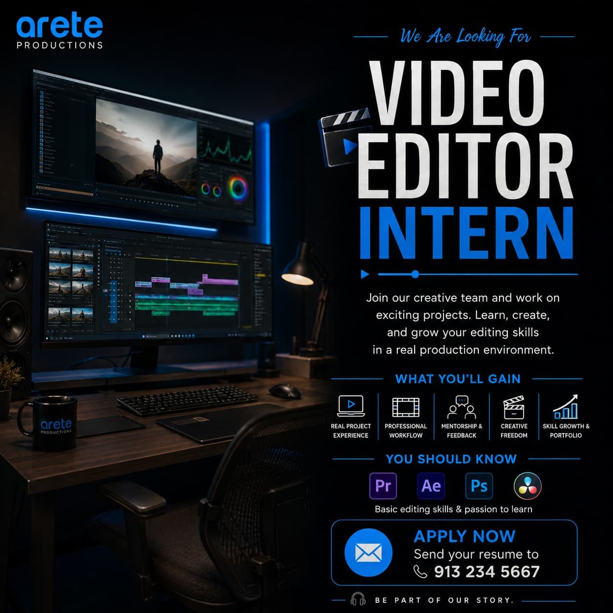 Video Editor Intern – Arete Productions | Internship Opportunity photo 1