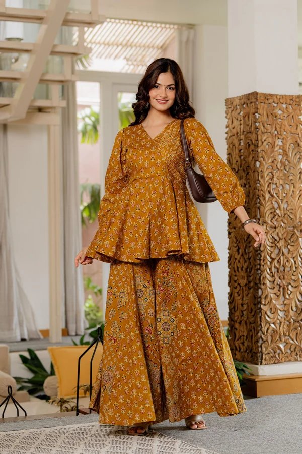 Draksha Mustard Printed Cotton Co-ord Set photo 3