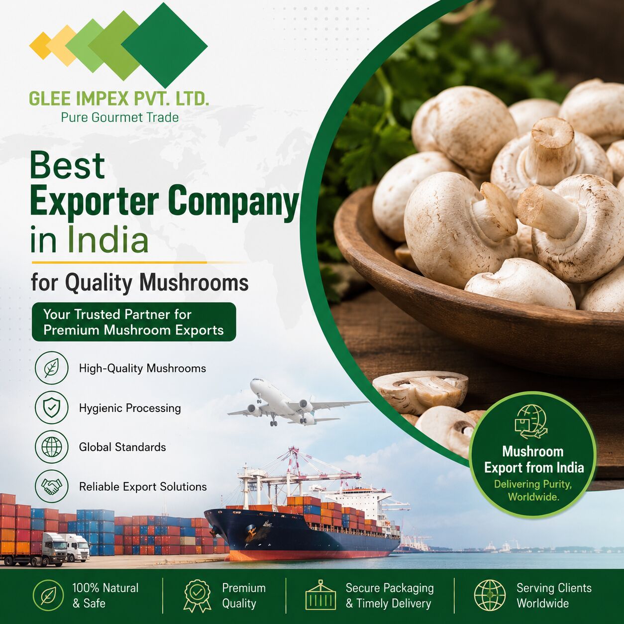 Best Exporter Company In India For Quality Mushrooms | Glee Impex photo 1