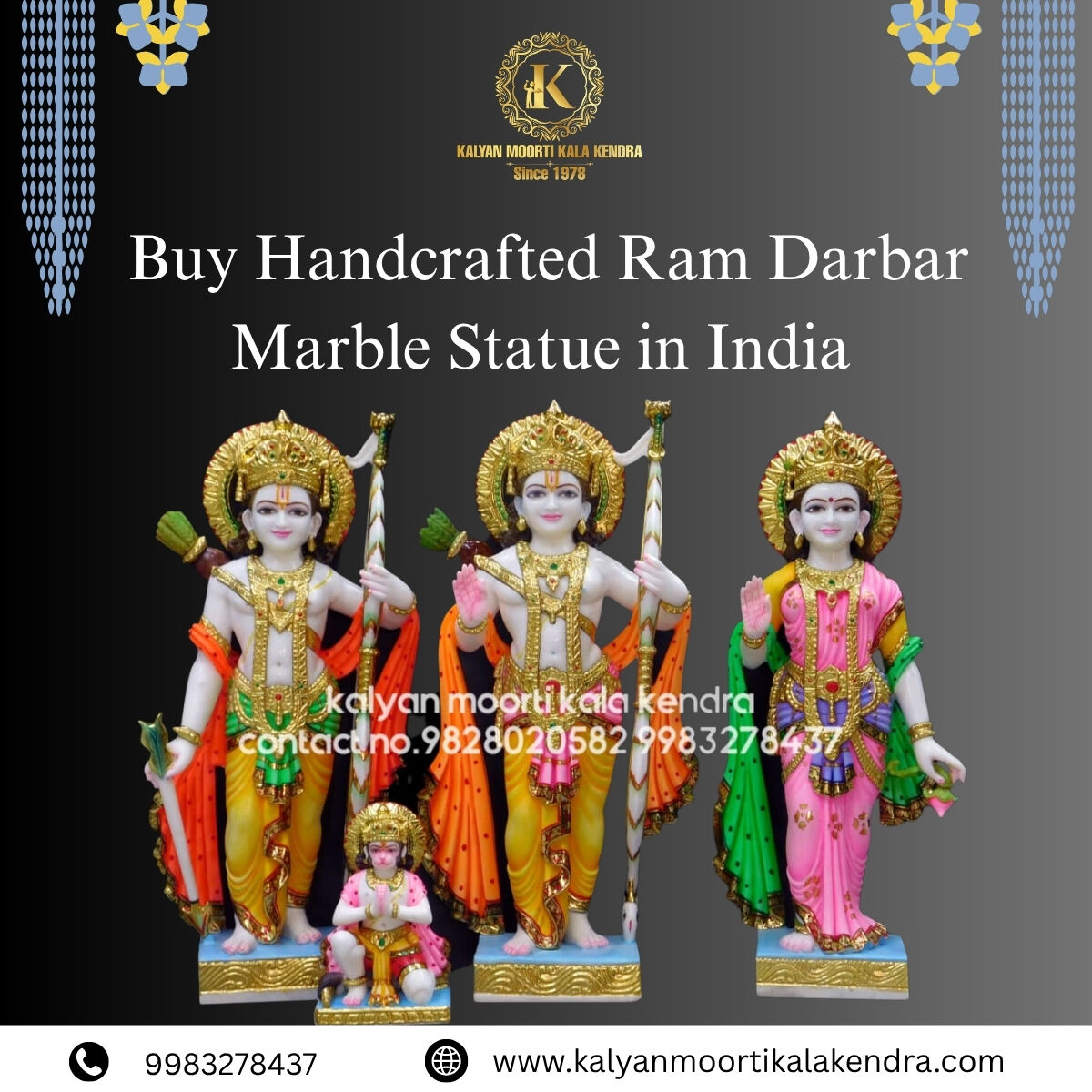 INR 50000,  Buy Handcrafted Ram Darbar Marble Statue In India photo 1