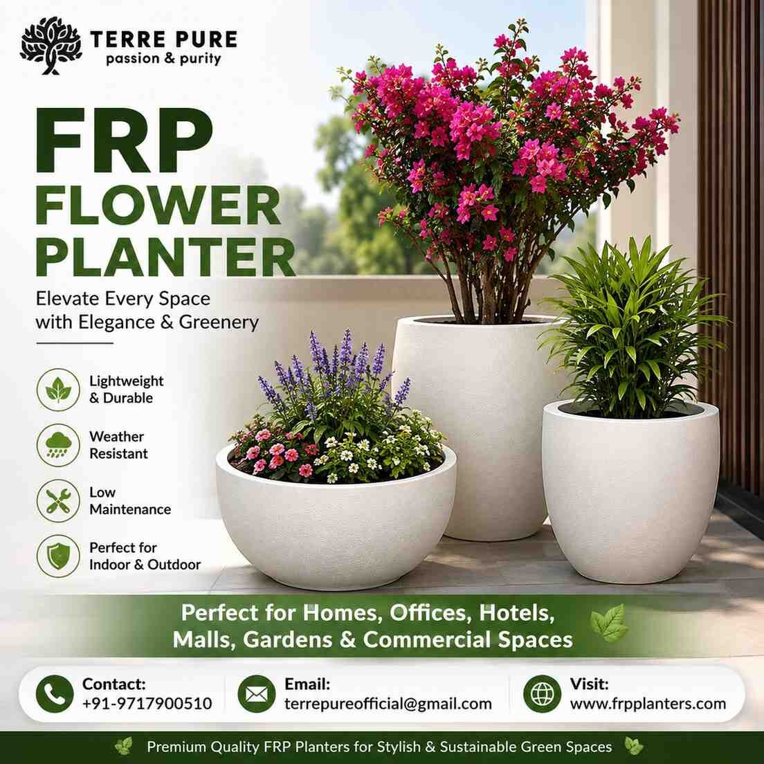 Durable FRP Flower Planter For Homes, Offices & Commercial Spaces