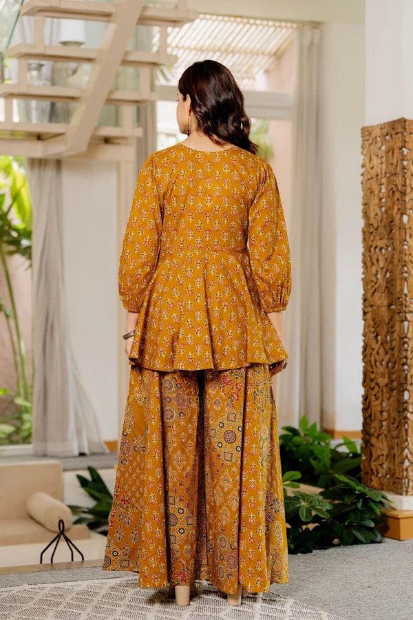 Draksha Mustard Printed Cotton Co-ord Set photo 2