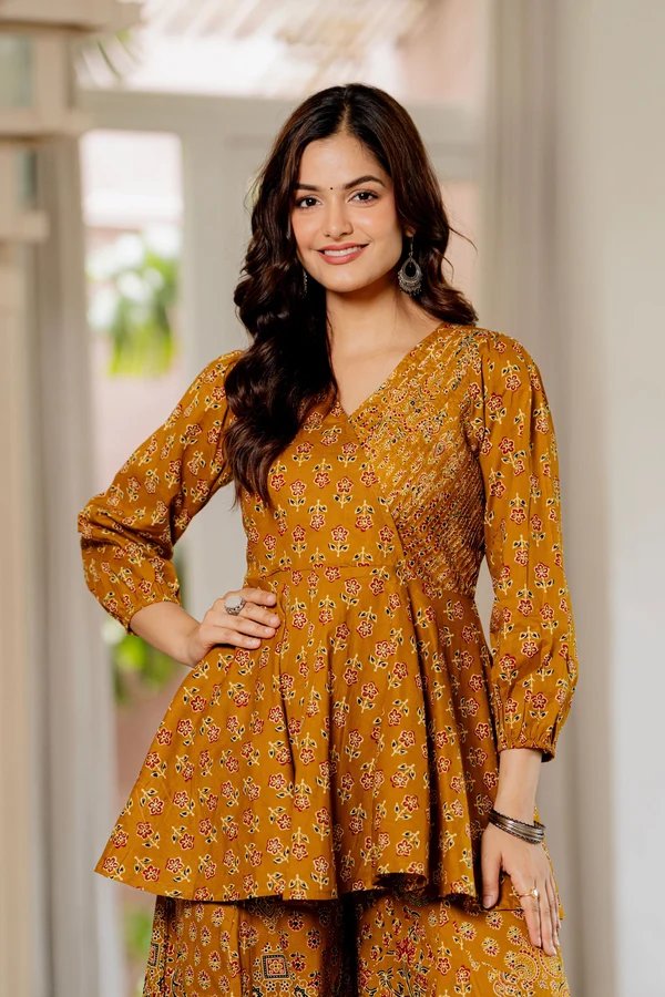 Draksha Mustard Printed Cotton Co-ord Set photo 4