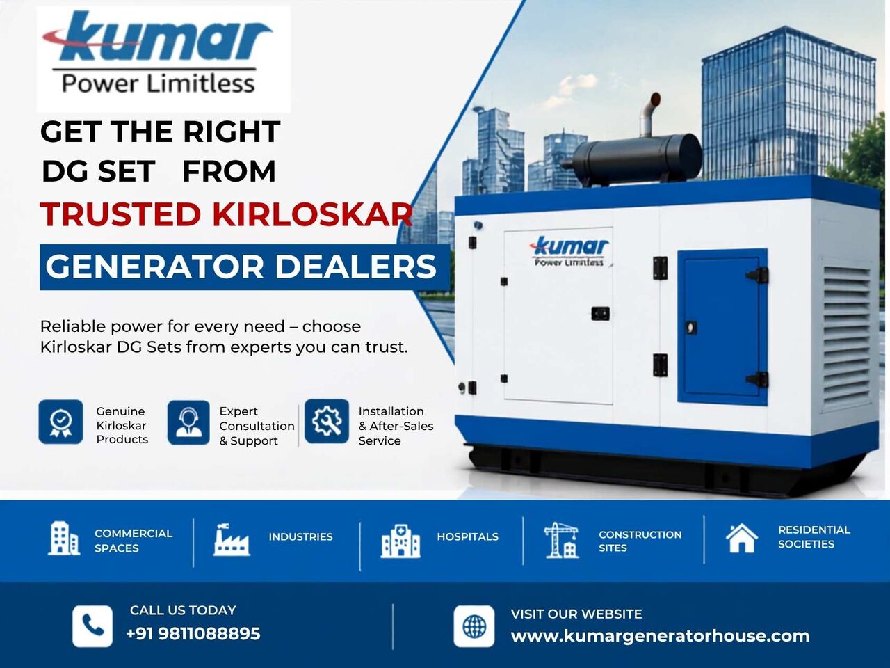 Get The Right DG Set From Trusted Kirloskar Generator Dealers