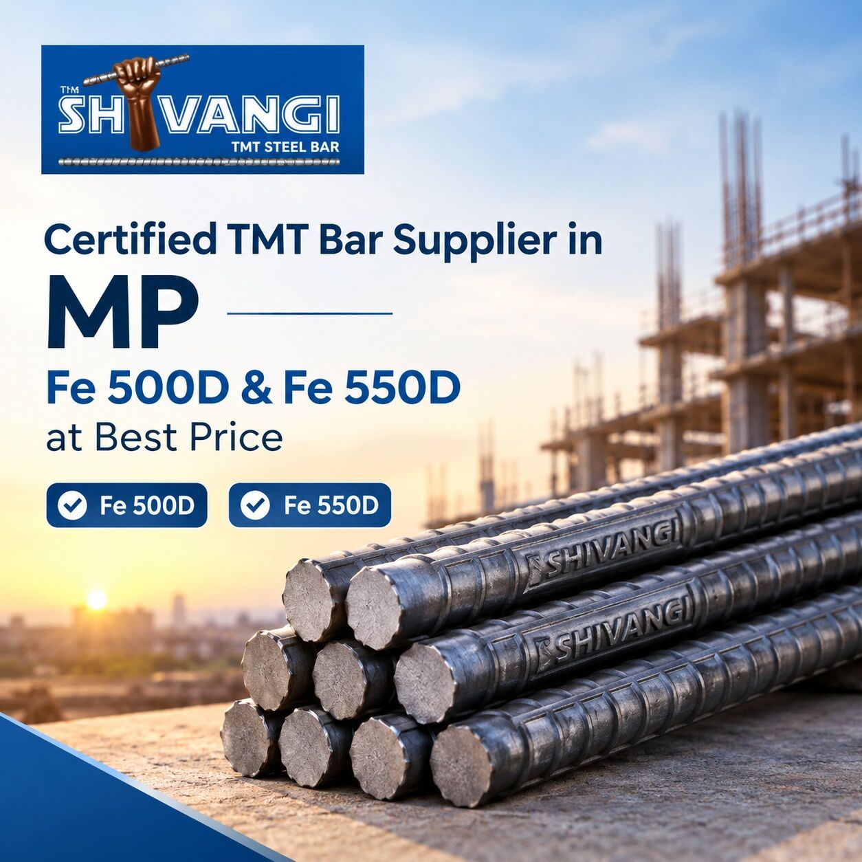 Certified TMT Bar Supplier In MP — Fe 500D & Fe 550D At Best Price photo 1