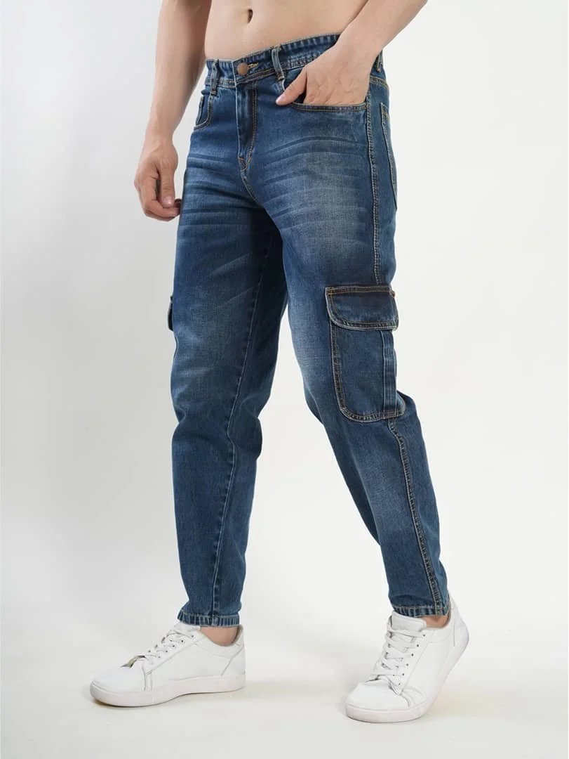 Buy Wholesale Men's Loose Fit Denim Cargo Jeans – Mala Merchant Ahmedabad photo 5