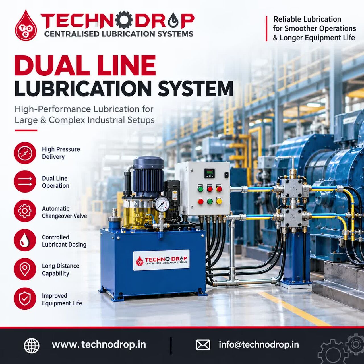 Dual Line Lubrication System For Heavy Industrial Machinery