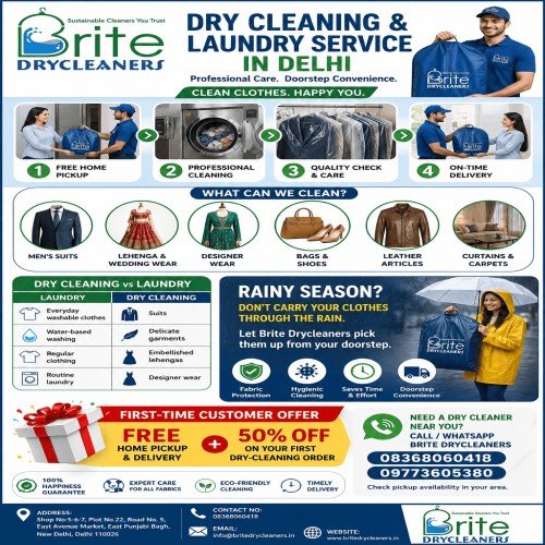 Affordable Dry Cleaning & Laundry Service in Delhi by Brite Drycleaners photo 1