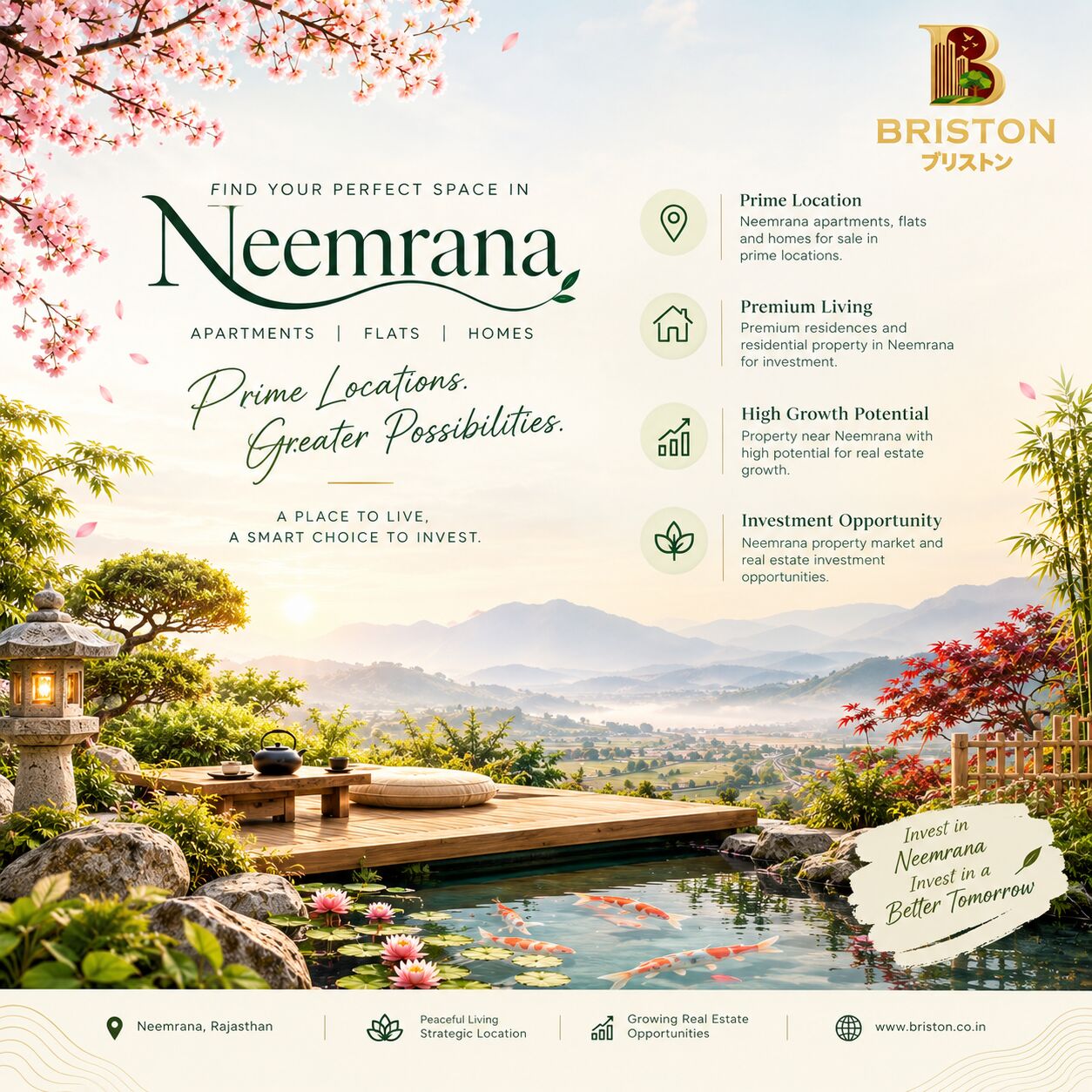 Briston Mirai Hills Neemrana – Premium Apartments, Flats & Homes For Sale On NH-48