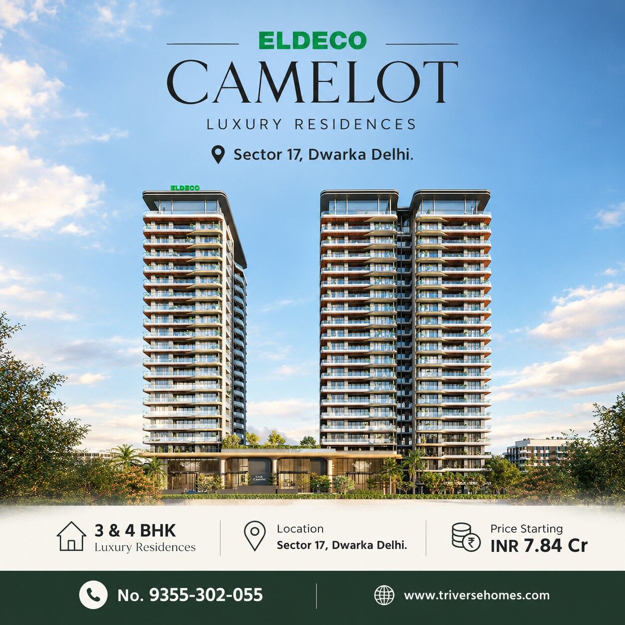 INR 78400000,  3 BR,  2800 Sq. Feet,  Eldeco Camelot Dwarka- Contemporary 3 And 4 BHK Living