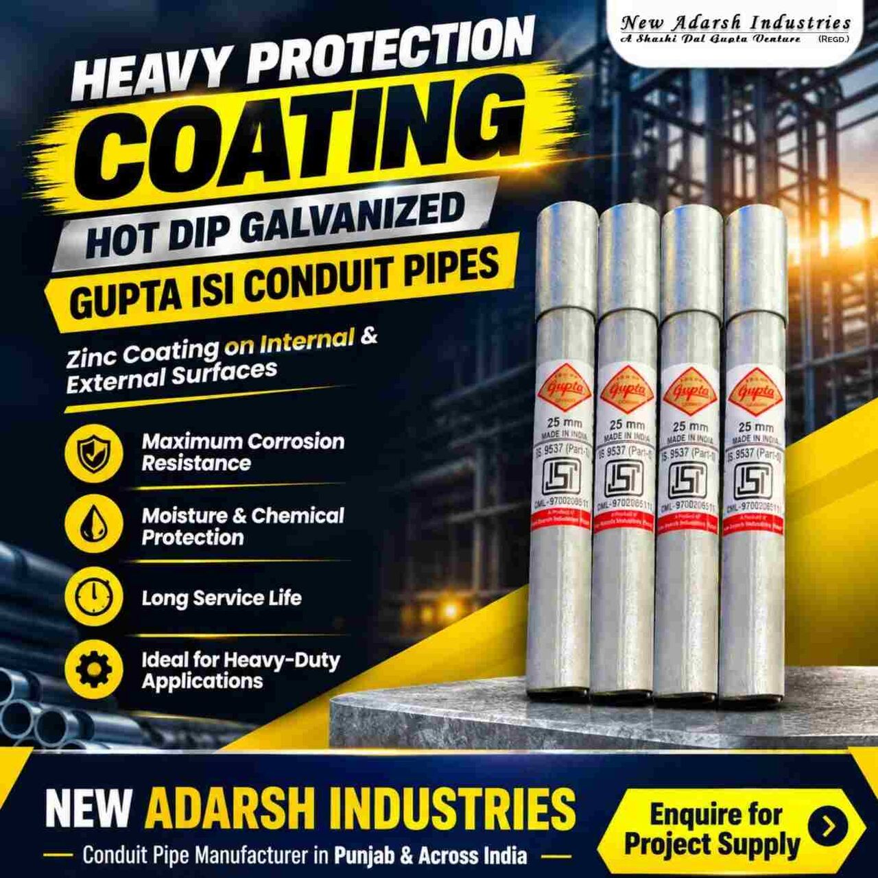HOT DIP GALVANIZED CONDUIT PIPES FOR HEAVY-DUTY ELECTRICAL PROJECTS photo 1