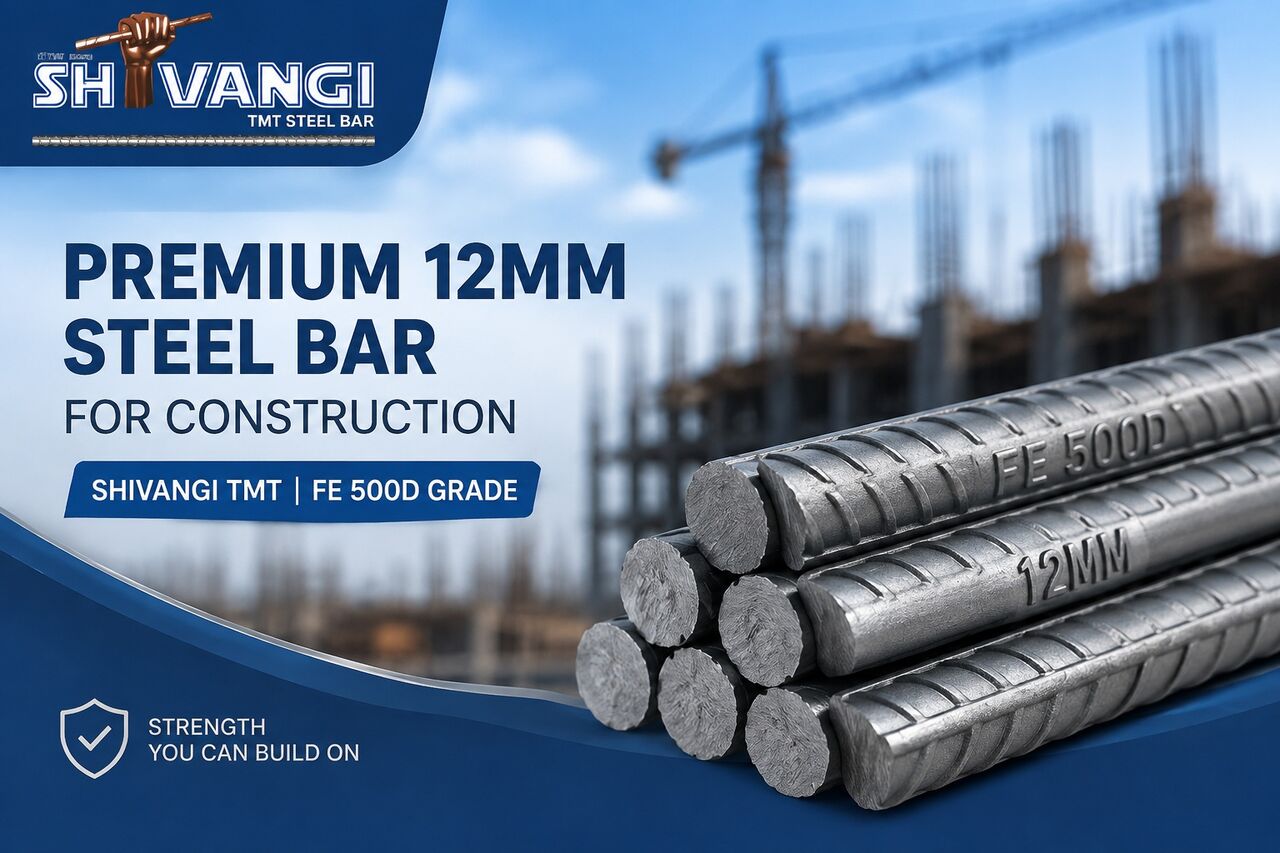Premium 12mm Steel Bar For Construction – Shivangi TMT | FE 500D Grade