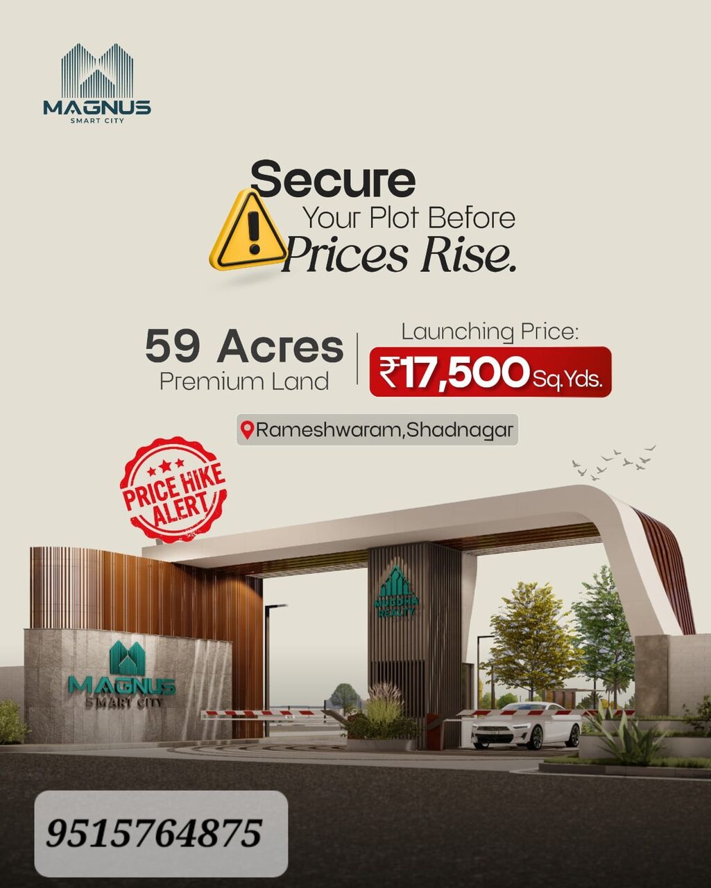 INR 16,  150 Sq. Yard,  Ultra Premium Gated Community Plots For Sale In Rameshwaram Shadnagar Just 16,500 Per Sq Y