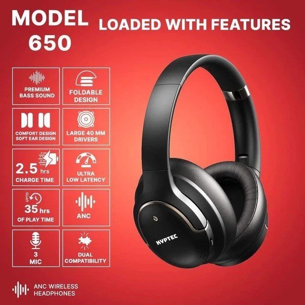 Kyptec LifeStyle® 650 ANC Headphones with Wireless & AUX Listening for Everyday Audio Versatility photo 1