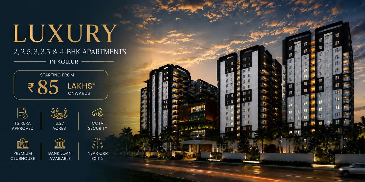 INR 85,  2 BR,  1135 Sq. Feet,  Luxury Apartments In Kollur, Hyderabad photo 1