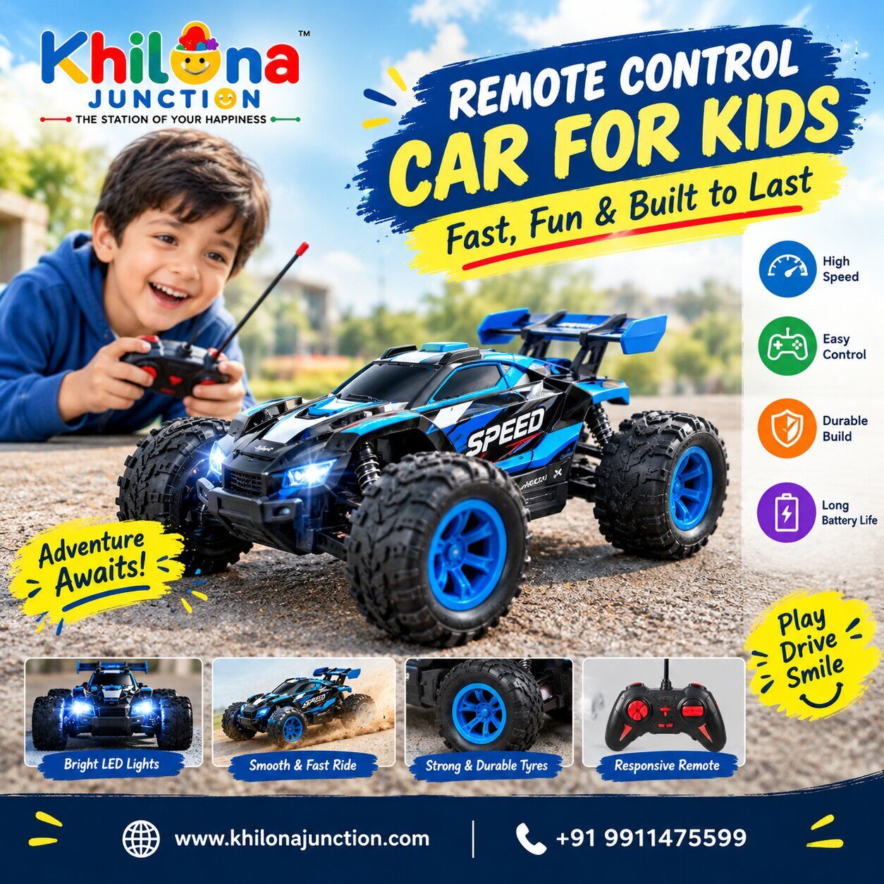 INR 599,  Remote Control Car For Kids – Fast, Fun & Built To Last photo 1