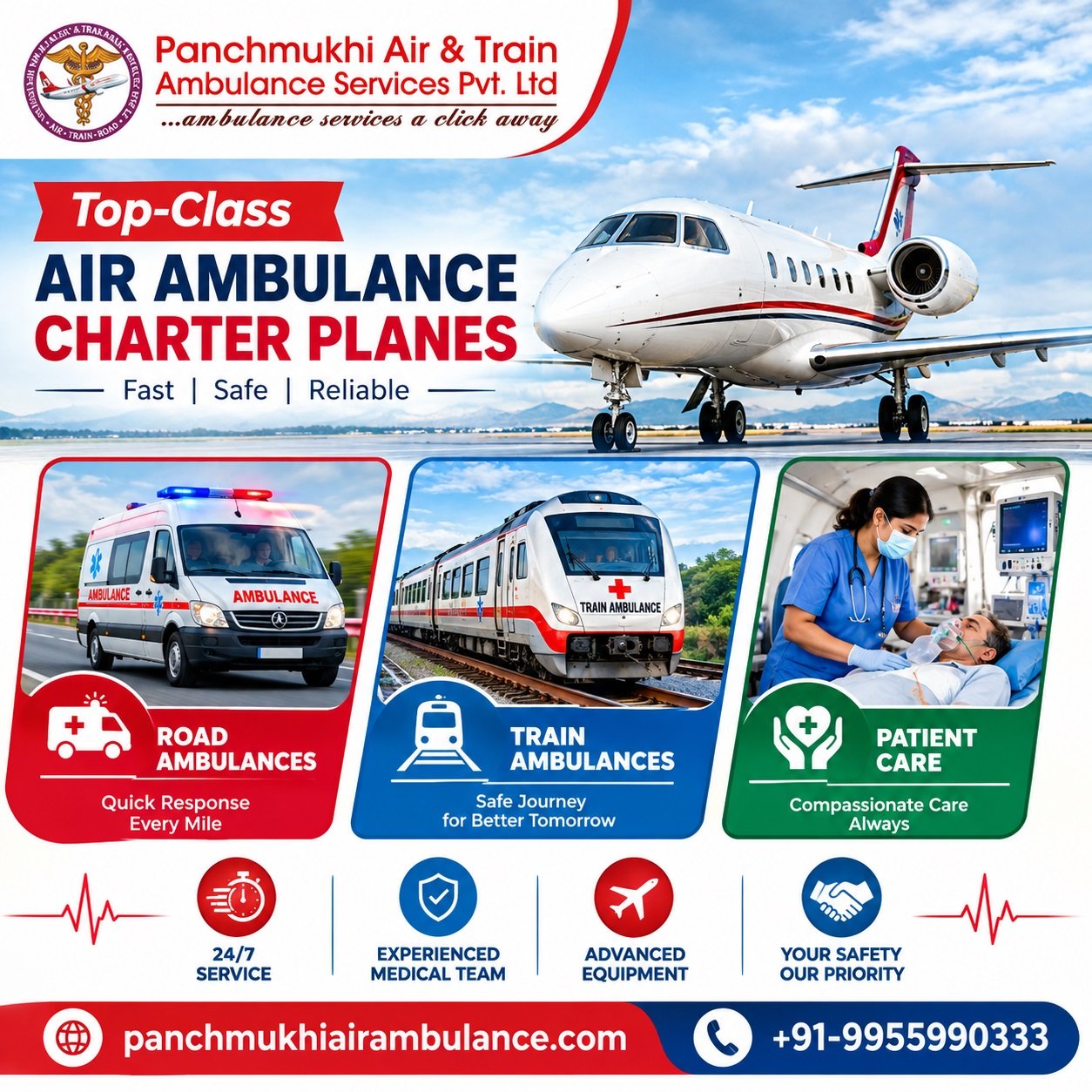 Panchmukhi Low Cost Air Ambulance in Patna – budget friendly service presented 24/7