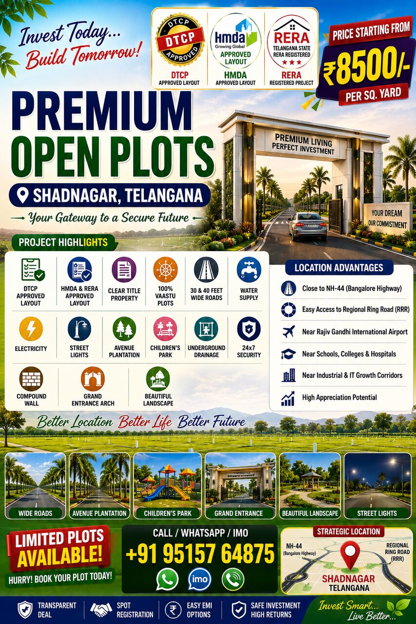 INR 8500,  Open Plots For Sale, Starting Price 8,500 @ Future City EMI OPTION Available