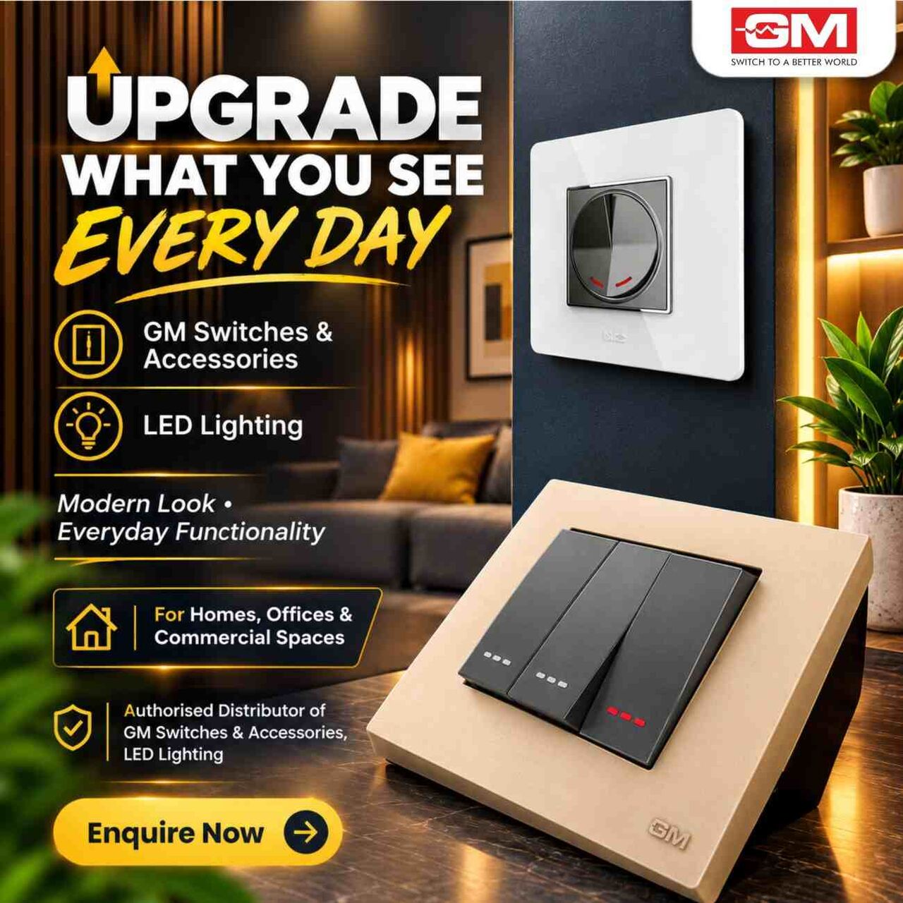 Upgrade Your Space With GM Switches And Accessories And LED Lighting