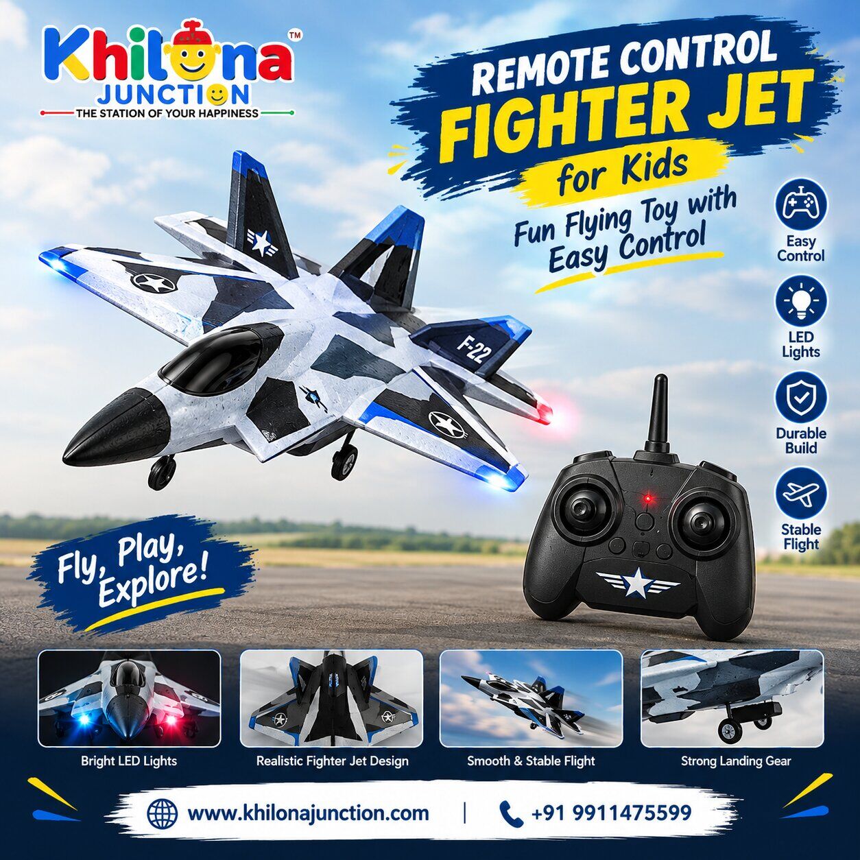 INR 1274,  Remote Control Fighter Jet For Kids – Fun Flying Toy With Easy Control