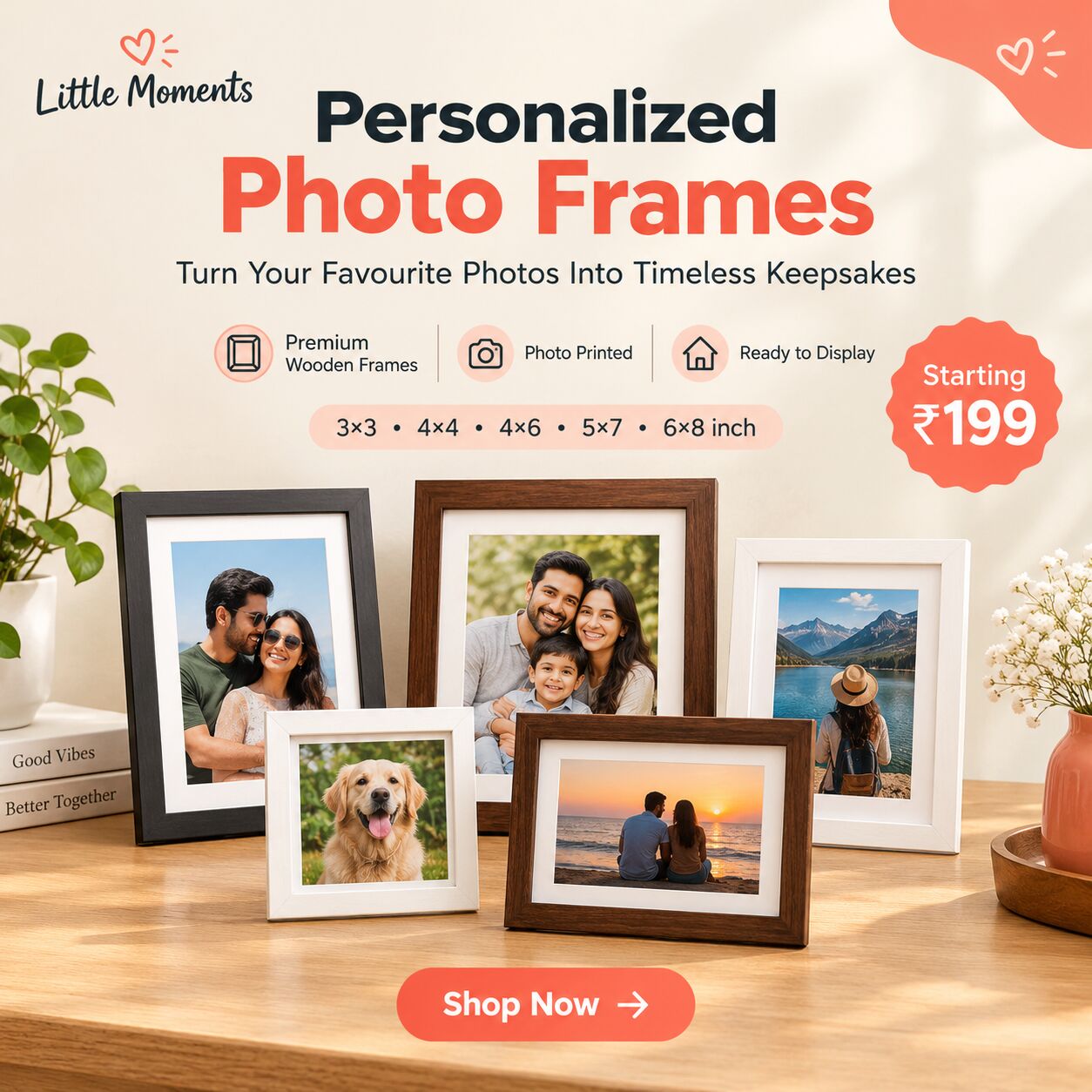 INR 199,  Personalized Photo Frames – Turn Your Memories Into Beautiful Keepsakes photo 1